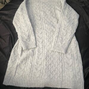 Cozy Cable Knit Sweater/Dress - Light Gray